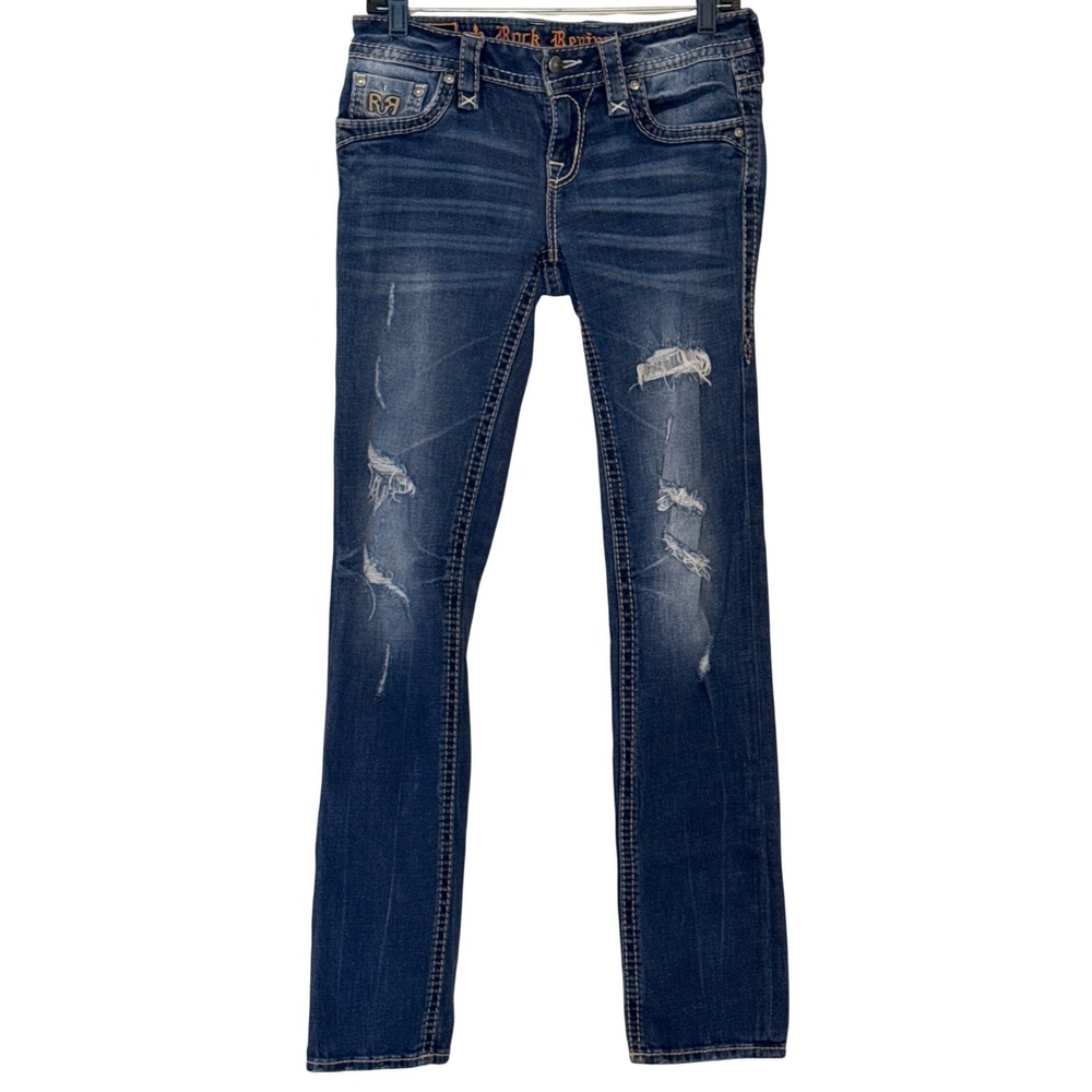 Rock Revival Joyelle Jeans Womens 26 Blue Straight Leg EP9452J204R